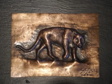 Swann Forge, Copper, Repousse, Tiger, Art,